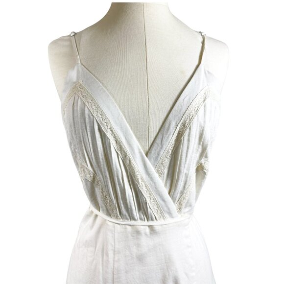 Storia NWT 100% Cotton Off White Spaghetti Strap Wrap Dress with Lace - XSmall - Picture 5 of 10